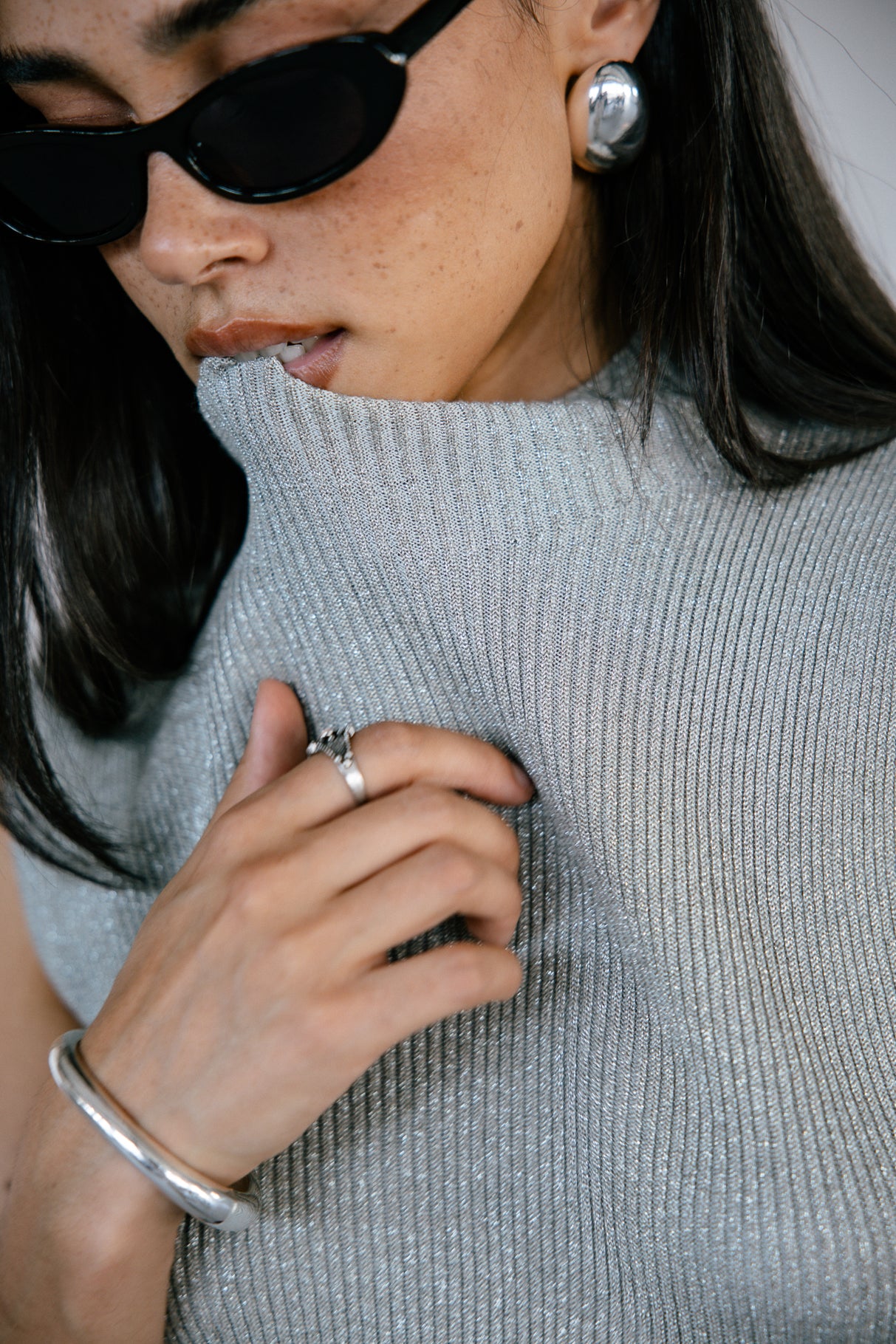 
              

Pull ajusté scintillant Femme Toria Lurex silver | Freeman T. Porter
            
