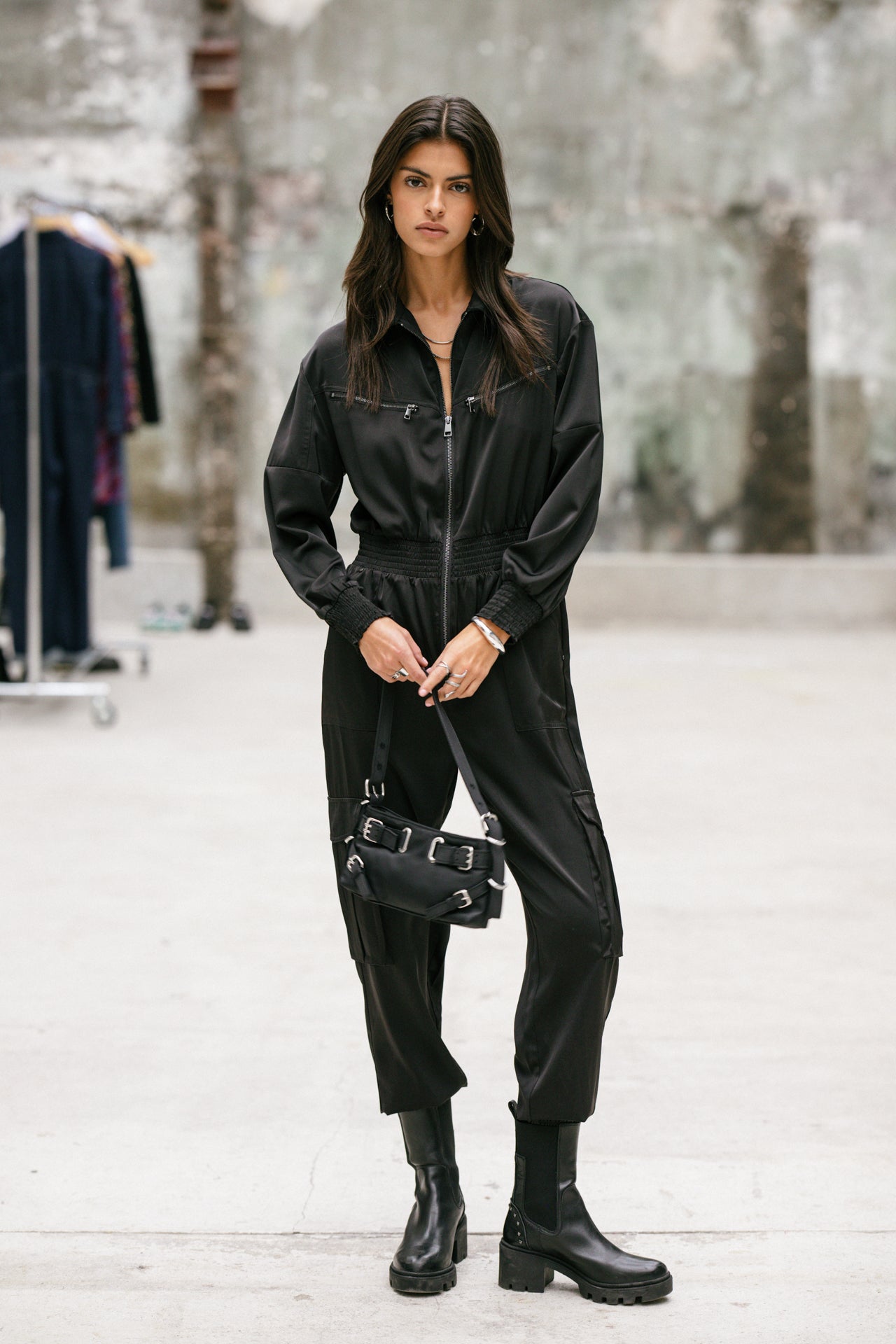 

Satin workwear combination Woman Cartie Plain black | Freeman T. Porter