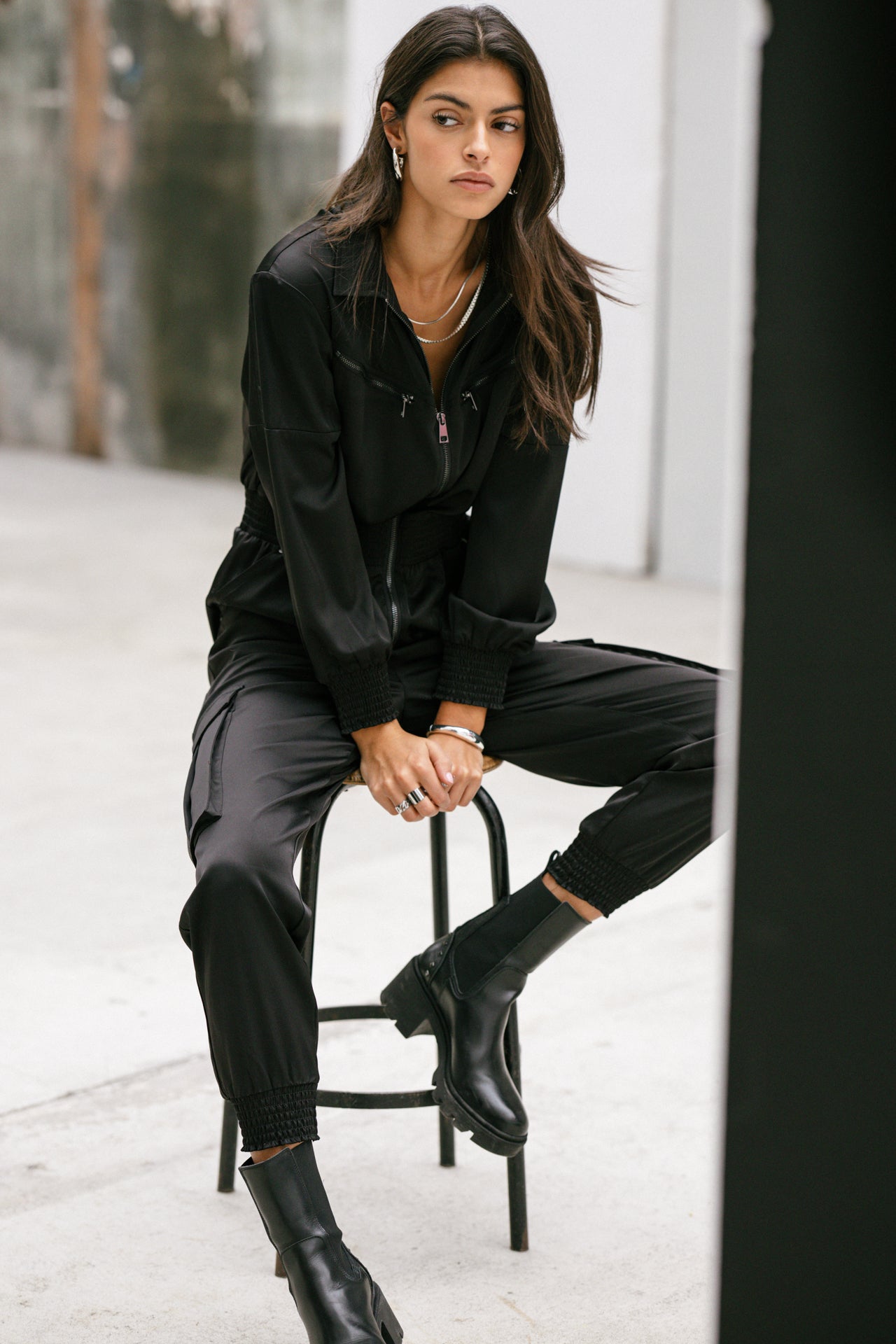 

Satin workwear combination Woman Cartie Plain black | Freeman T. Porter