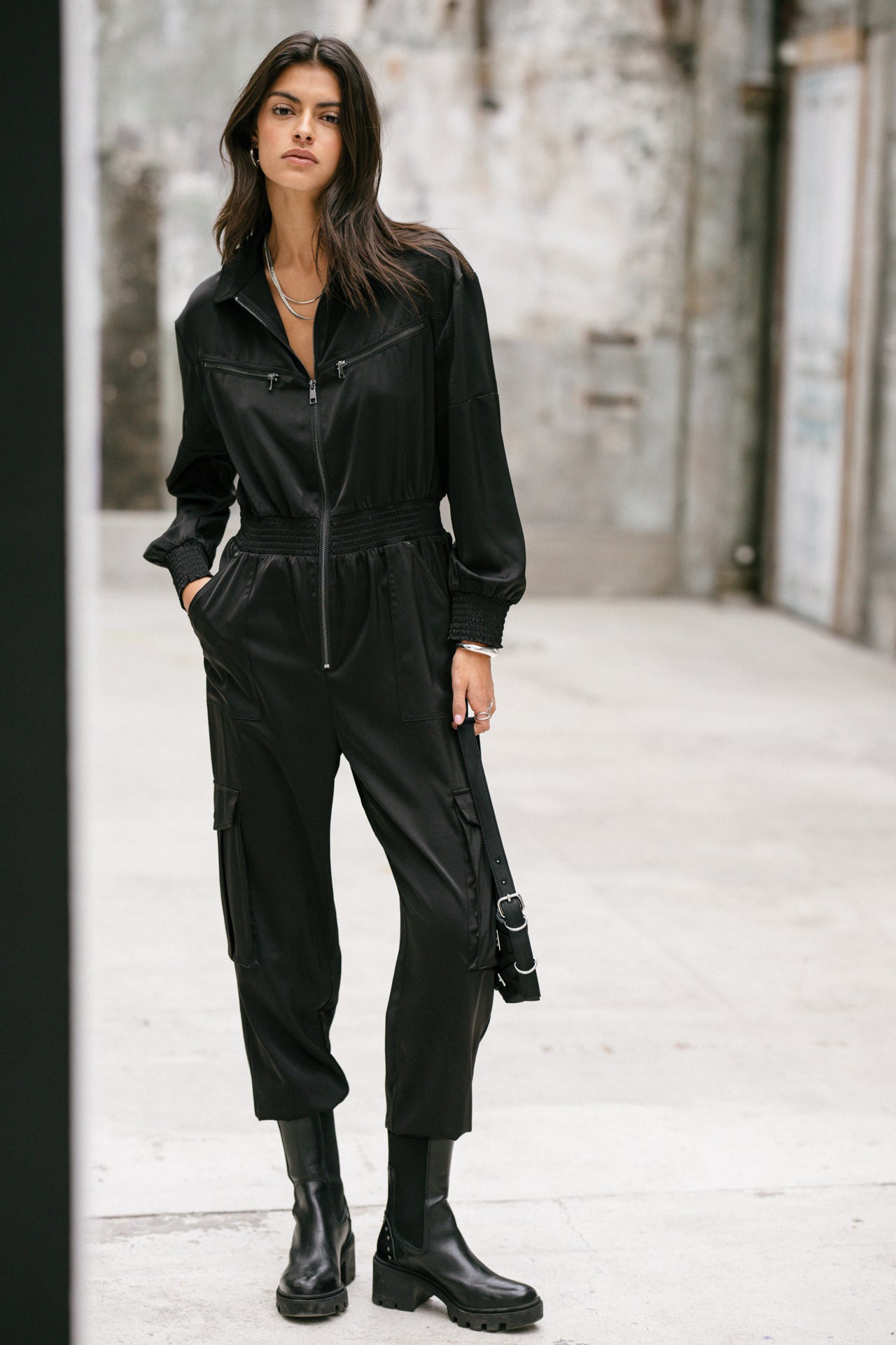 

Satin workwear combination Woman Cartie Plain black | Freeman T. Porter
