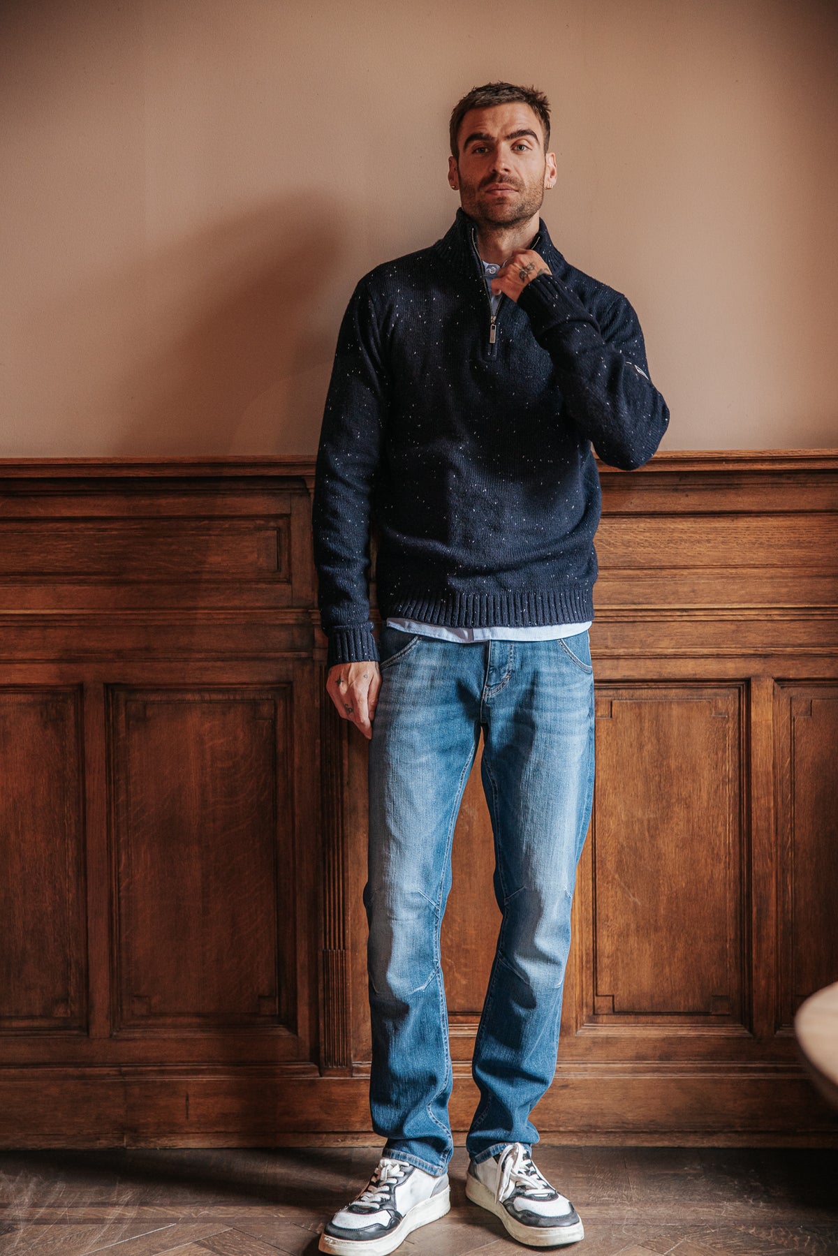 

Camisola de gola subida com fecho Homem Franky Dragon navy | Freeman T. Porter