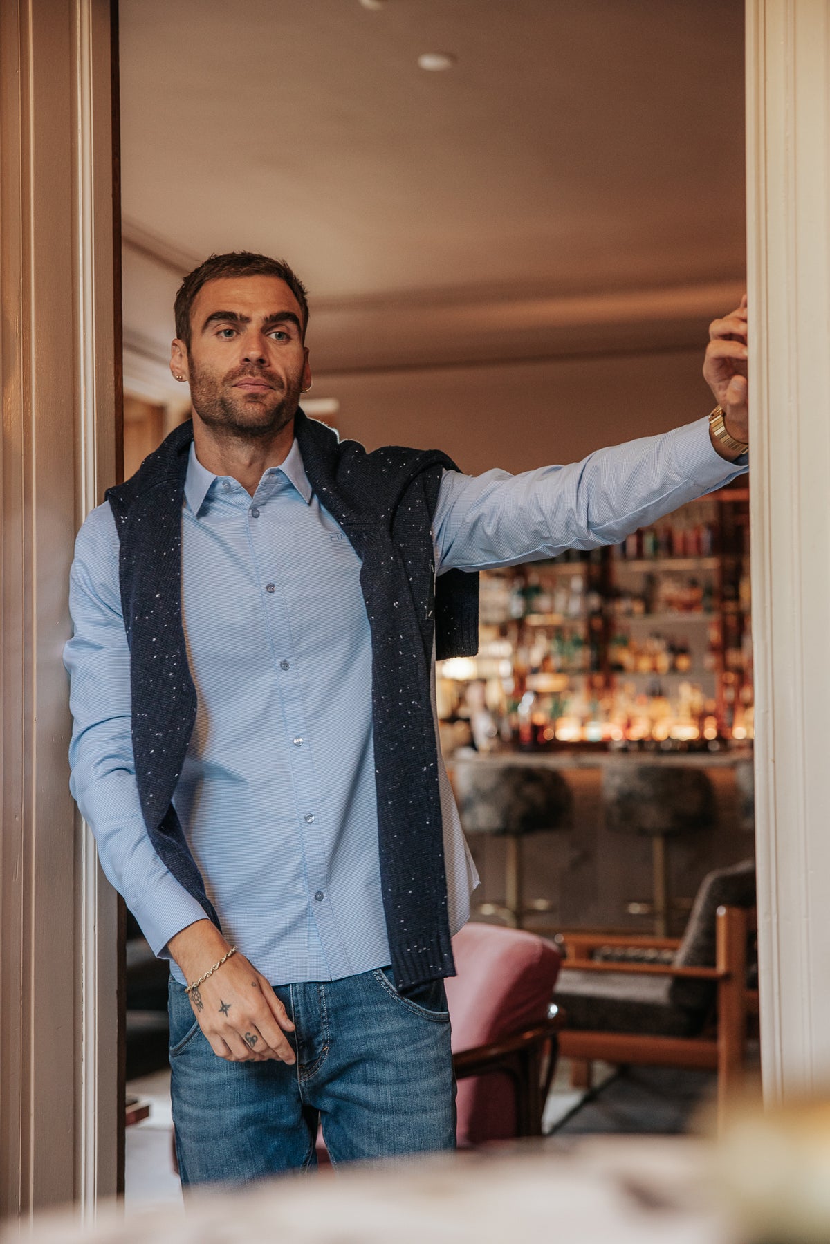 

Camisola de gola subida com fecho Homem Franky Dragon navy | Freeman T. Porter