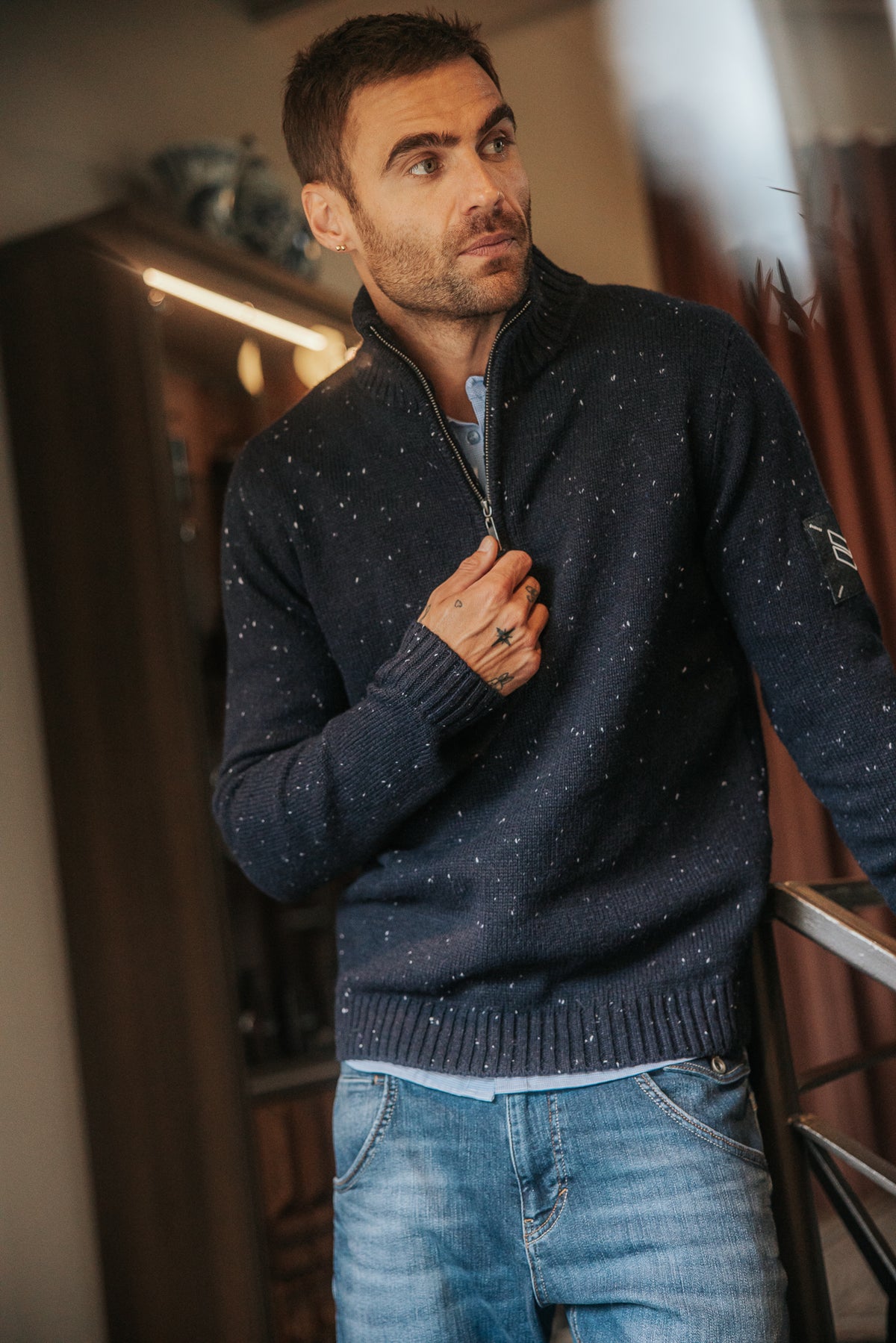 

Camisola de gola subida com fecho Homem Franky Dragon navy | Freeman T. Porter