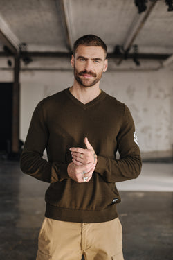 

Pull col V Homme Edgar Conwy olive night | Freeman T. Porter