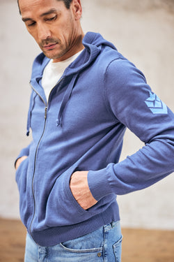 

Cardigan mit Reißverschluss und Kapuze Herren Lyam Conwy vintage indigo | Freeman T. Porter