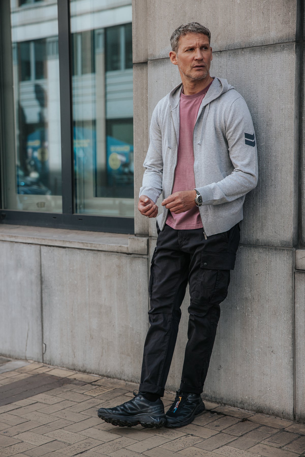 
              

Gilet zippé à capuche Homme Lyam Conwy grey melange | Freeman T. Porter
            