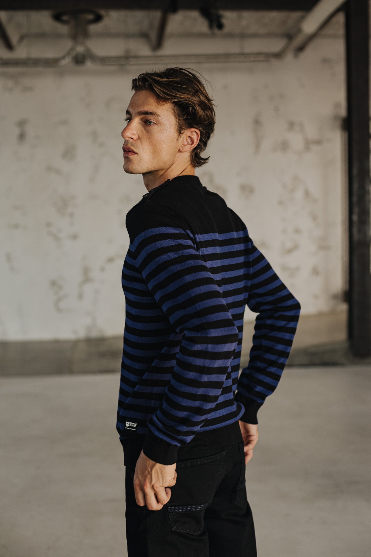 

Pull marinière col boutonné Homme Yanis Seaside black_set sail | Freeman T. Porter