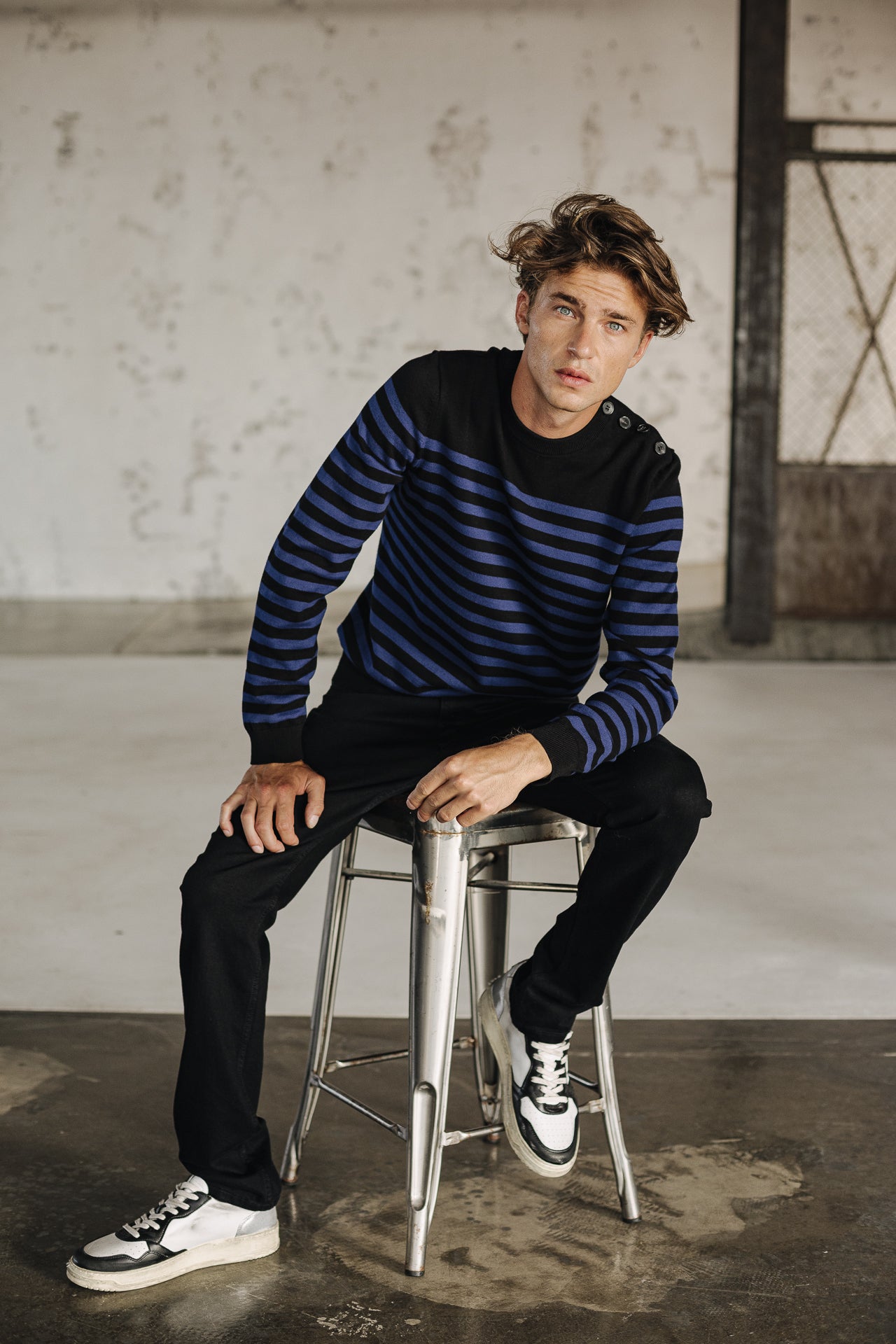 

Pull marinière col boutonné Homme Yanis Seaside black_set sail | Freeman T. Porter