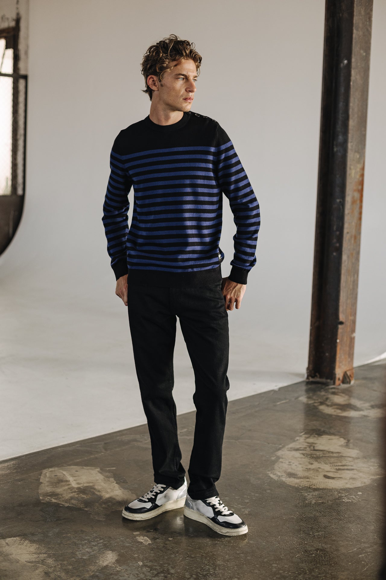 

Pull marinière col boutonné Homme Yanis Seaside black_set sail | Freeman T. Porter