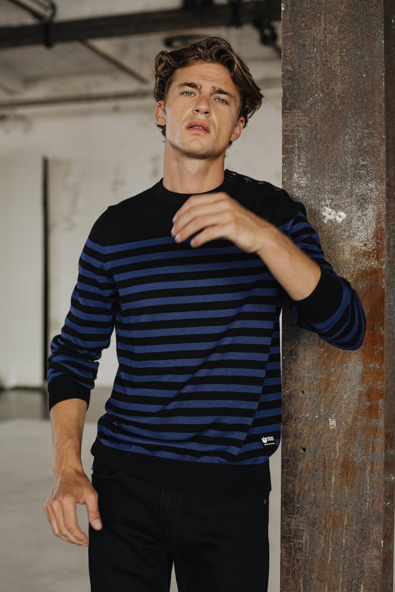 

Pull marinière col boutonné Homme Yanis Seaside black_set sail | Freeman T. Porter