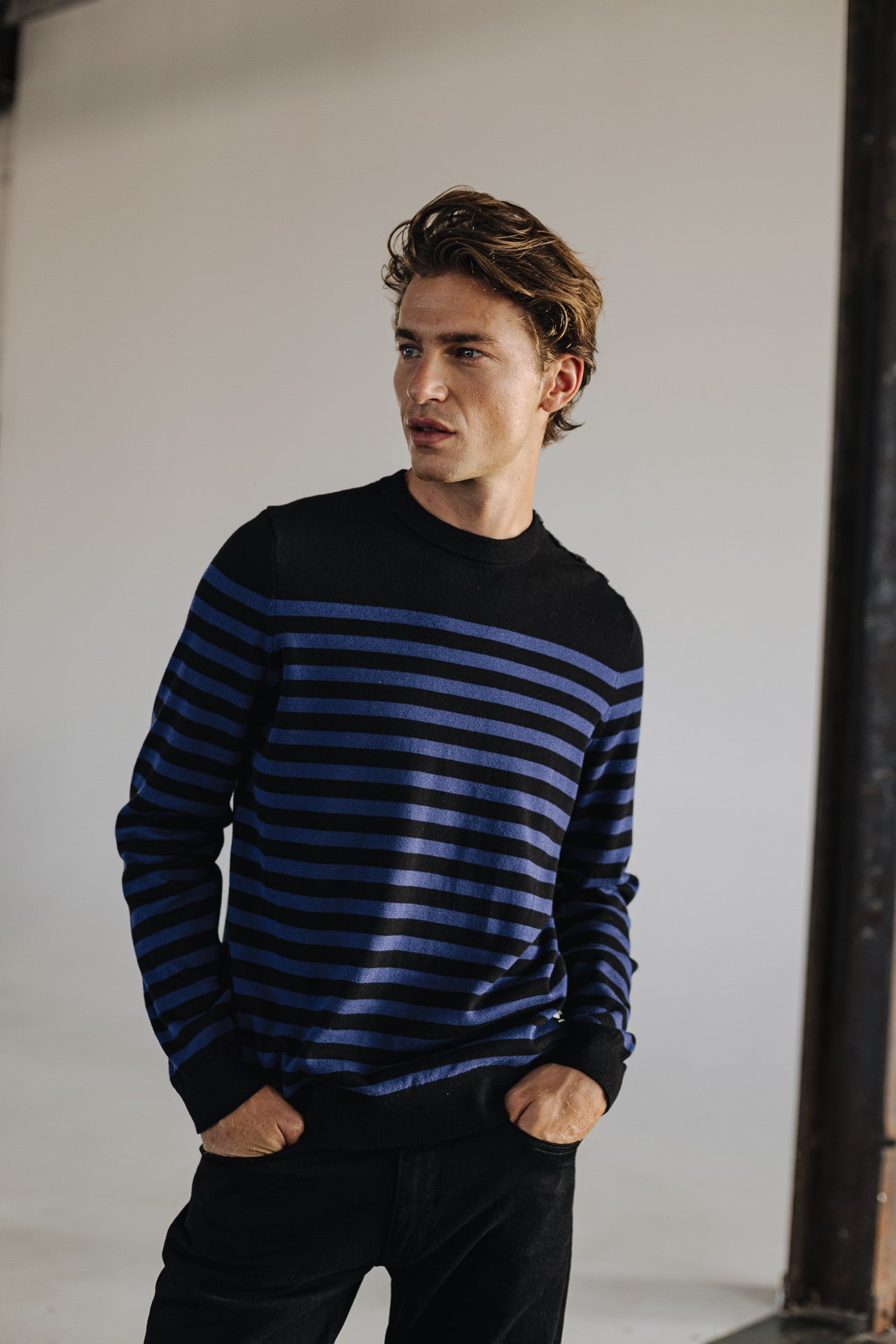 

Pull marinière col boutonné Homme Yanis Seaside black_set sail | Freeman T. Porter