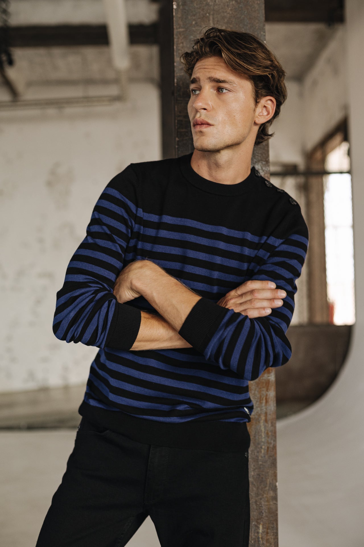 

Pull marinière col boutonné Homme Yanis Seaside black_set sail | Freeman T. Porter