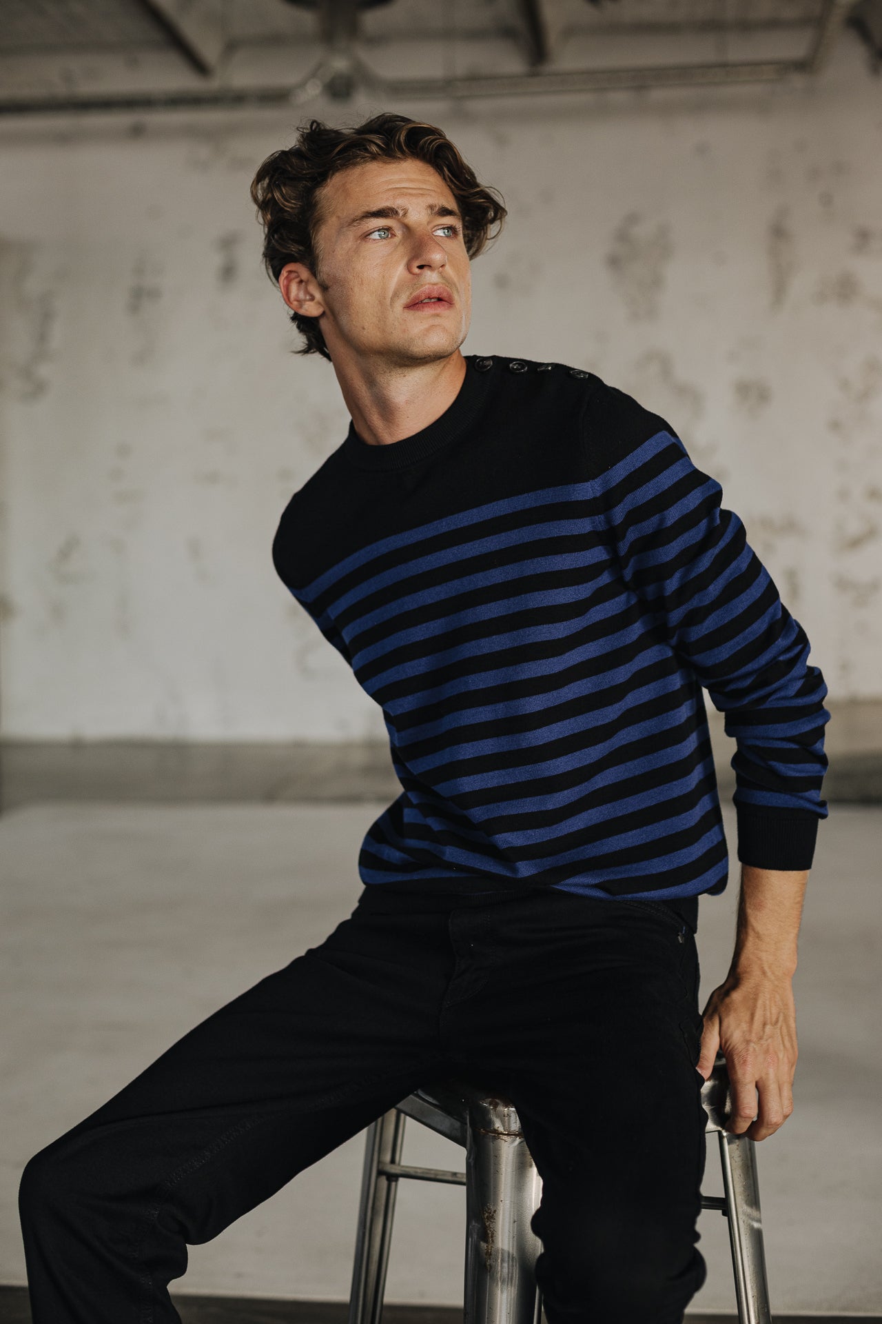 

Pull marinière col boutonné Homme Yanis Seaside black_set sail | Freeman T. Porter