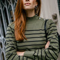 

Pull marinière col boutonné Mujer Pessie Stripes green moss | Freeman T. Porter