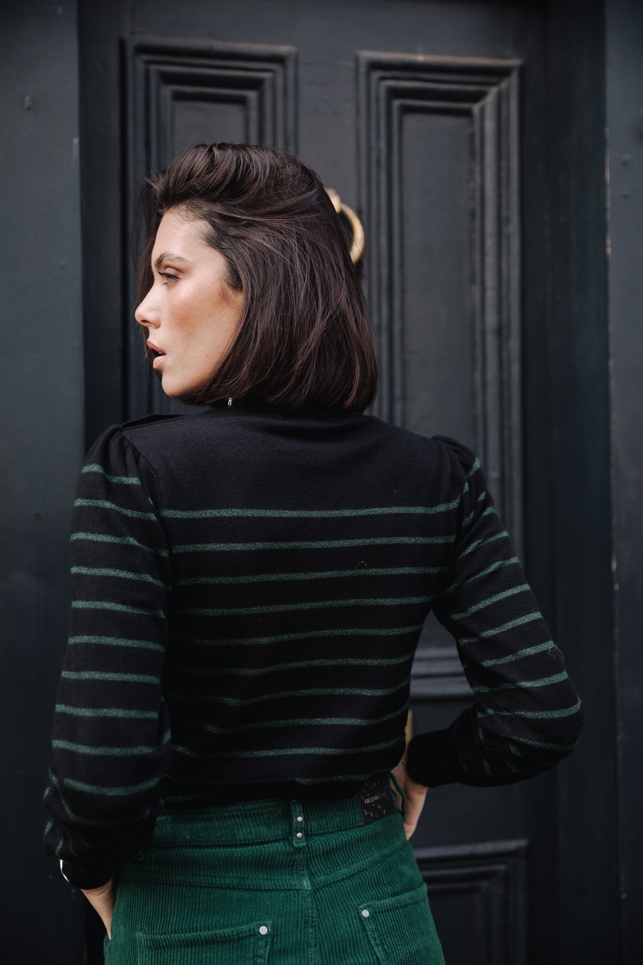 

Pull marinière col boutonné Femme Pessie Stripes evergreen | Freeman T. Porter