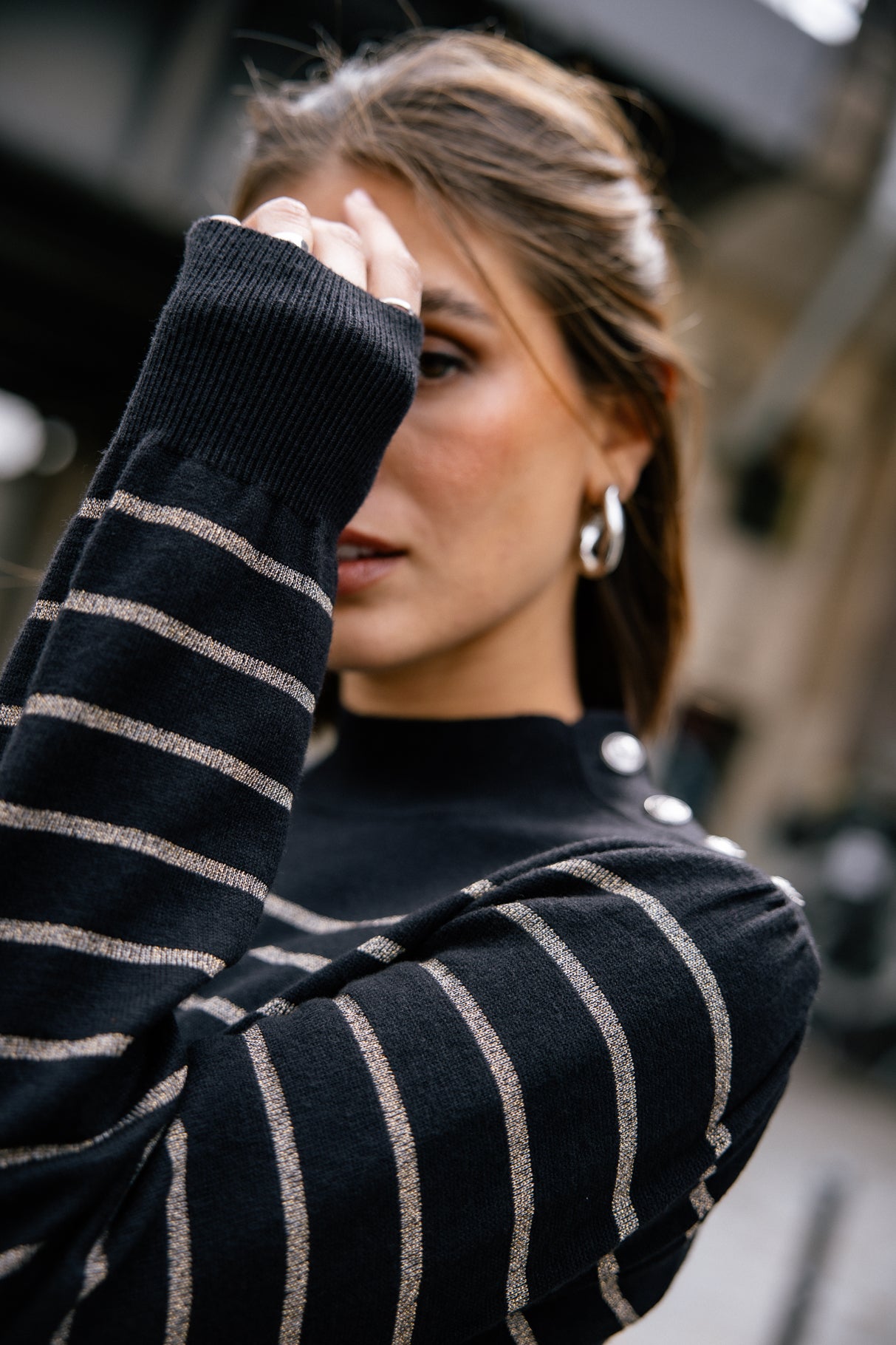 

Pull marinière col boutonné Mujer Pessie Stripes gold | Freeman T. Porter