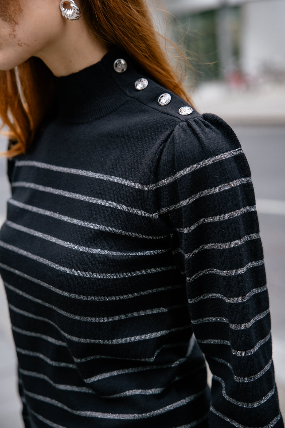 
              

Pull marinière col boutonné Woman Pessie Stripes gun metal | Freeman T. Porter
            