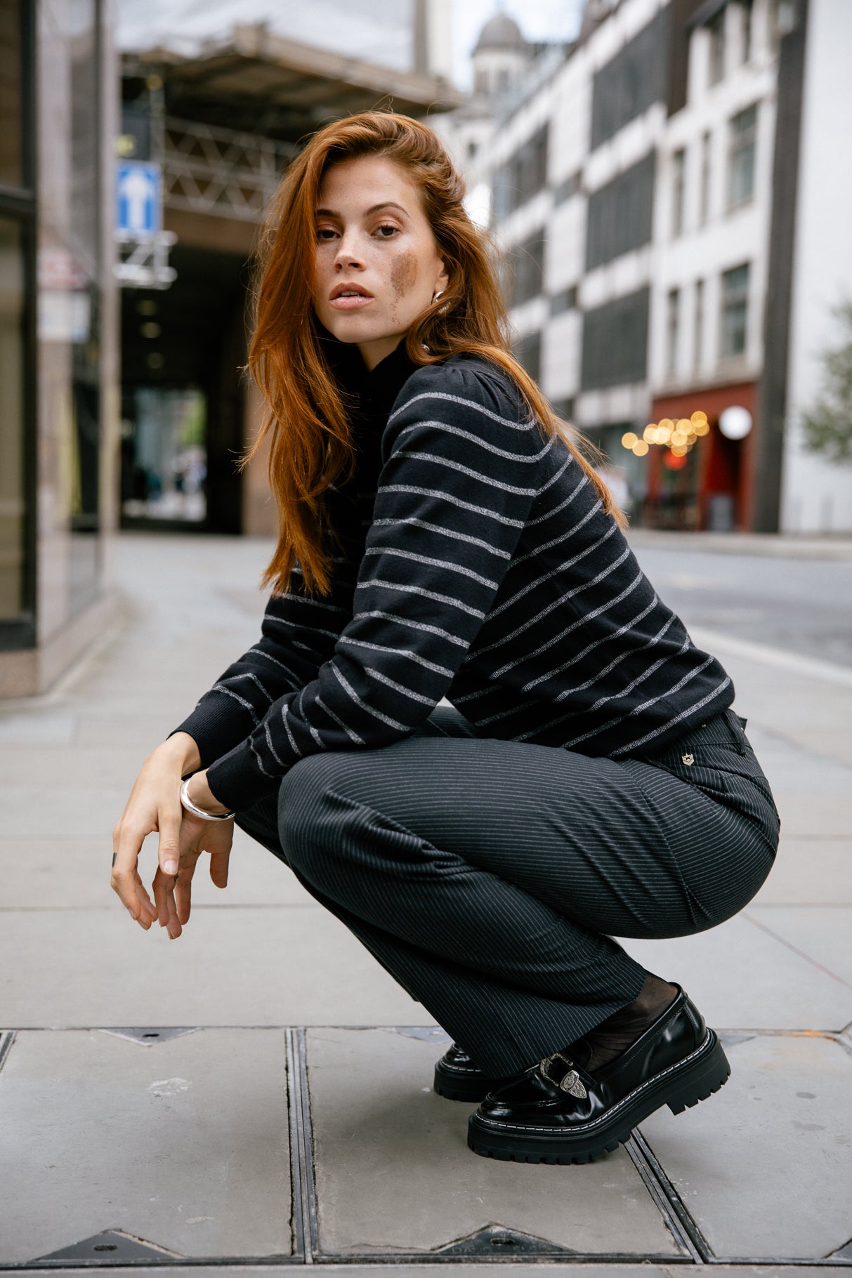 

Pull marinière col boutonné Woman Pessie Stripes gun metal | Freeman T. Porter
