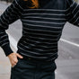 

Pull marinière col boutonné Femme Pessie Stripes gun metal | Freeman T. Porter