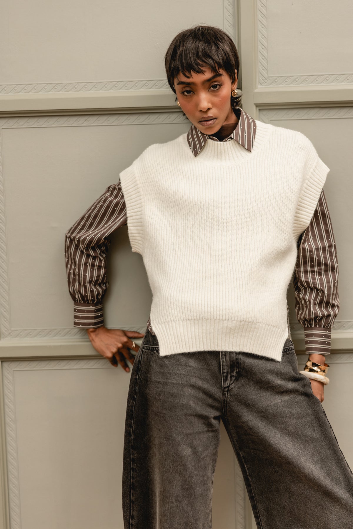 

Camisola sem mangas com fecho Mulher Phancy off white | Freeman T. Porter