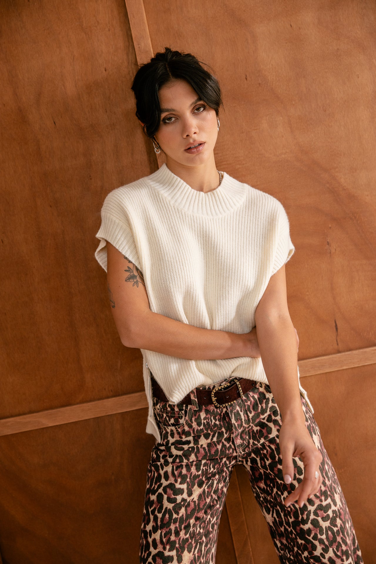 

Sleeveless zip-up sweater Women Phancy off white | Freeman T. Porter