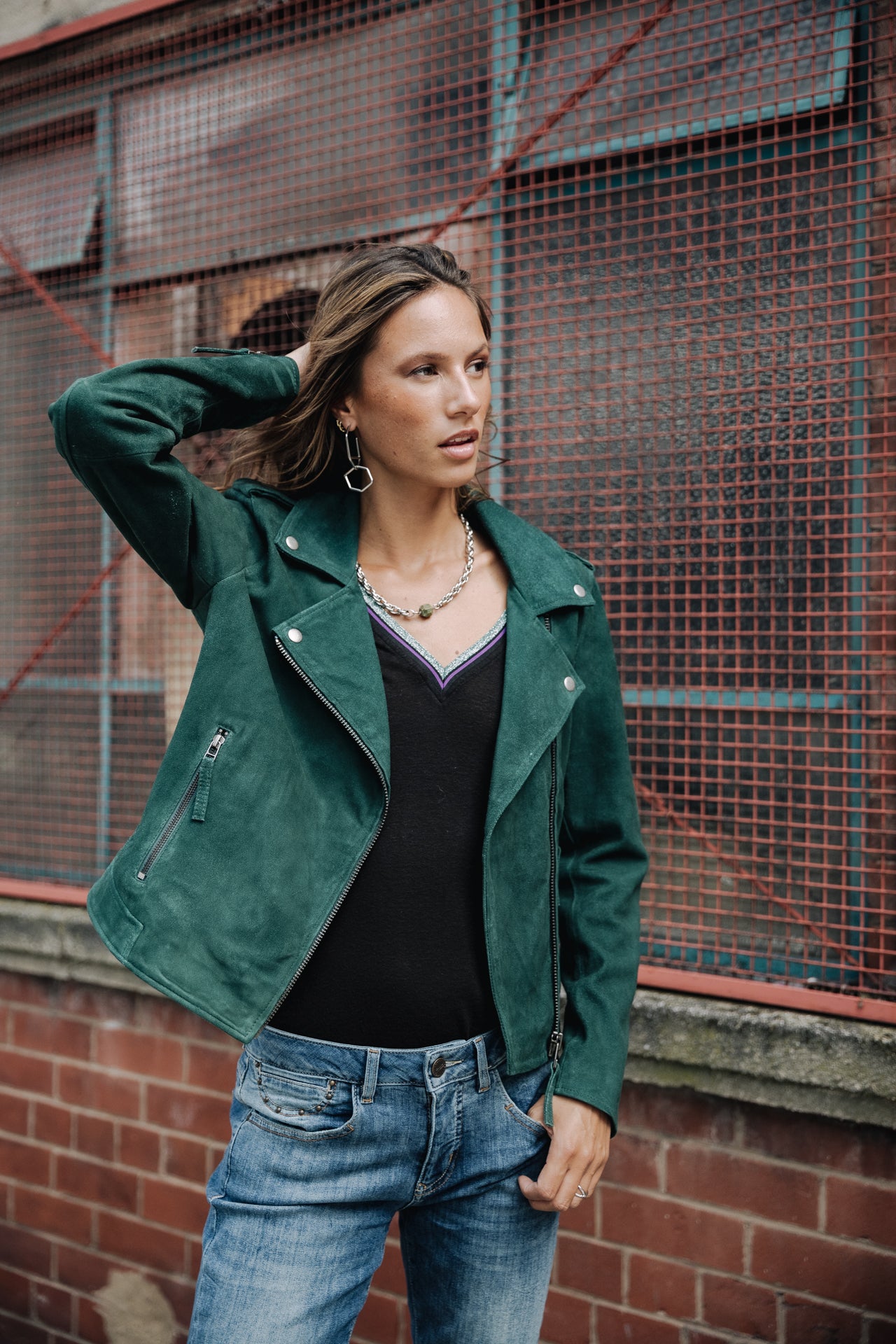 

Perfecto en daim Femme Kristen Daim forest green | Freeman T. Porter