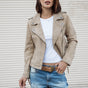

Perfecto en cuir Femme Kristen Daim dirty beige | Freeman T. Porter