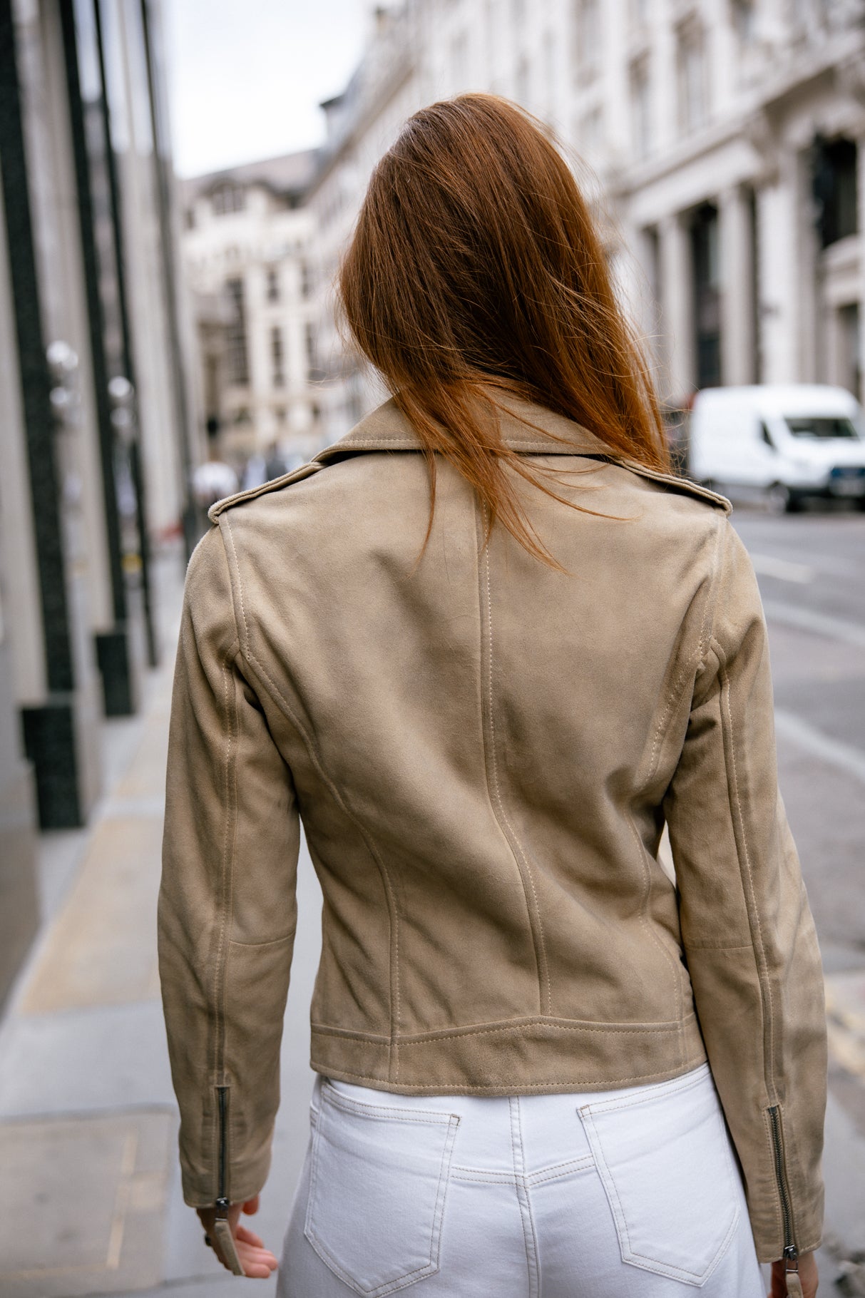 

Perfecto en cuir Femme Kristen Daim dirty beige | Freeman T. Porter