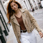 

Perfecto en cuir Femme Kristen Daim dirty beige | Freeman T. Porter