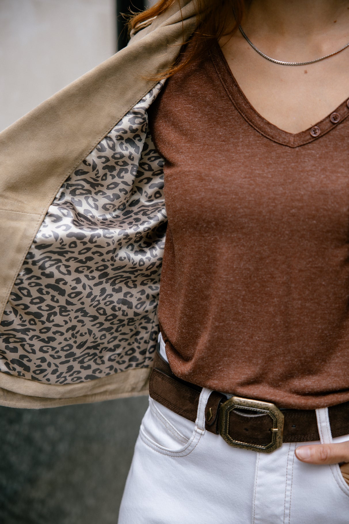 

Perfecto en cuir Femme Kristen Daim dirty beige | Freeman T. Porter