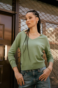 

Leichter Strickpullover mit V-Ausschnitt Damen Preem loden frost | Freeman T. Porter
