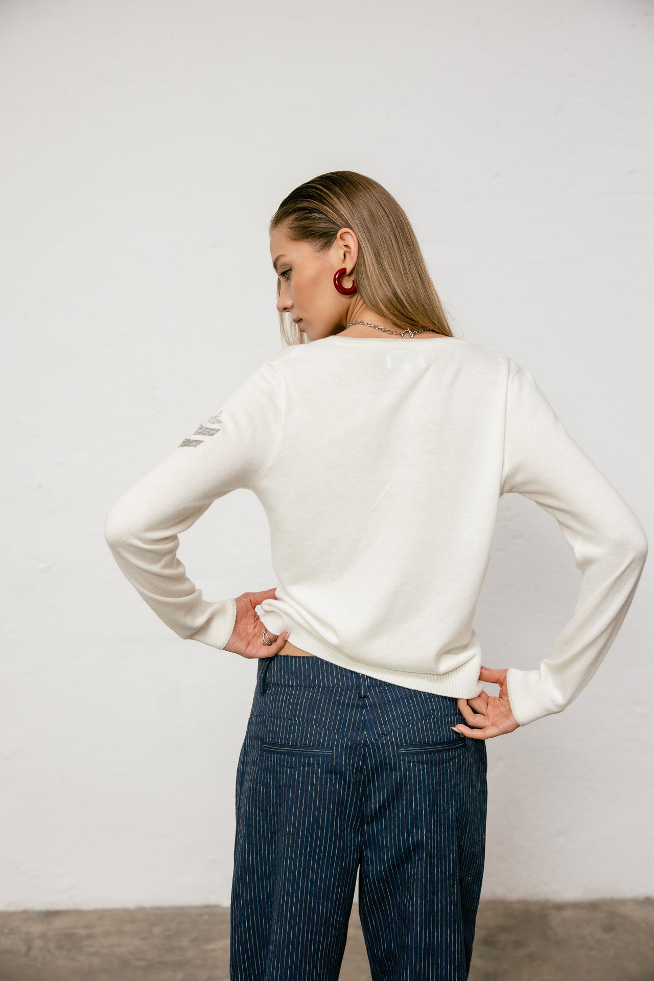 

Embroidered shoulder sweater Women Preem optic white | Freeman T. Porter