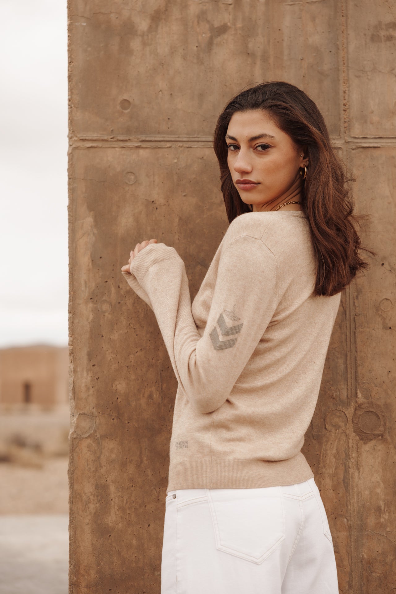 

Jersey entallado con cuello en V Mujer Preem irish cream | Freeman T. Porter