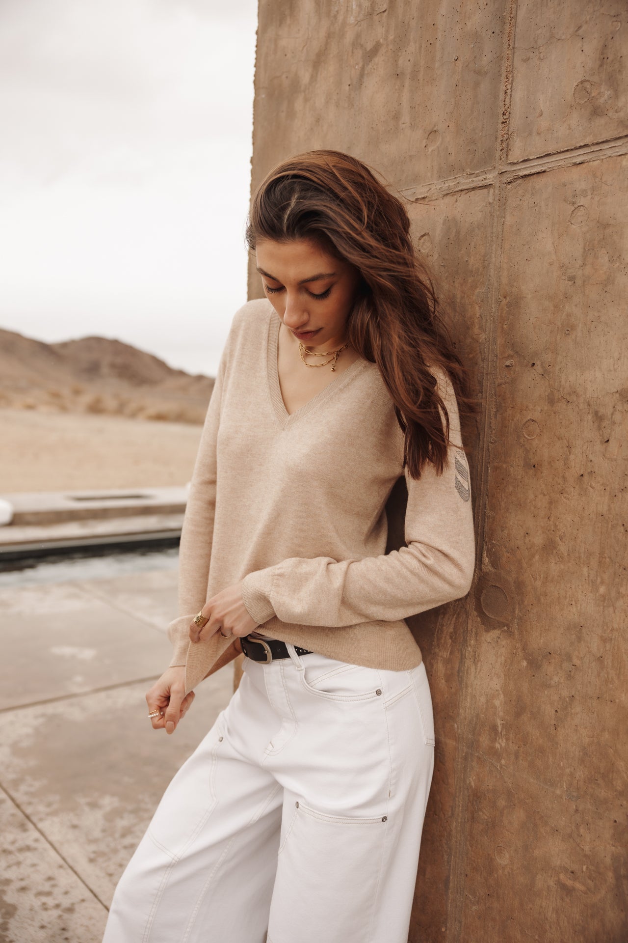 

Jersey entallado con cuello en V Mujer Preem irish cream | Freeman T. Porter