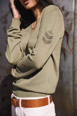 

Pull brodé épaule Femme Preem khaki | Freeman T. Porter