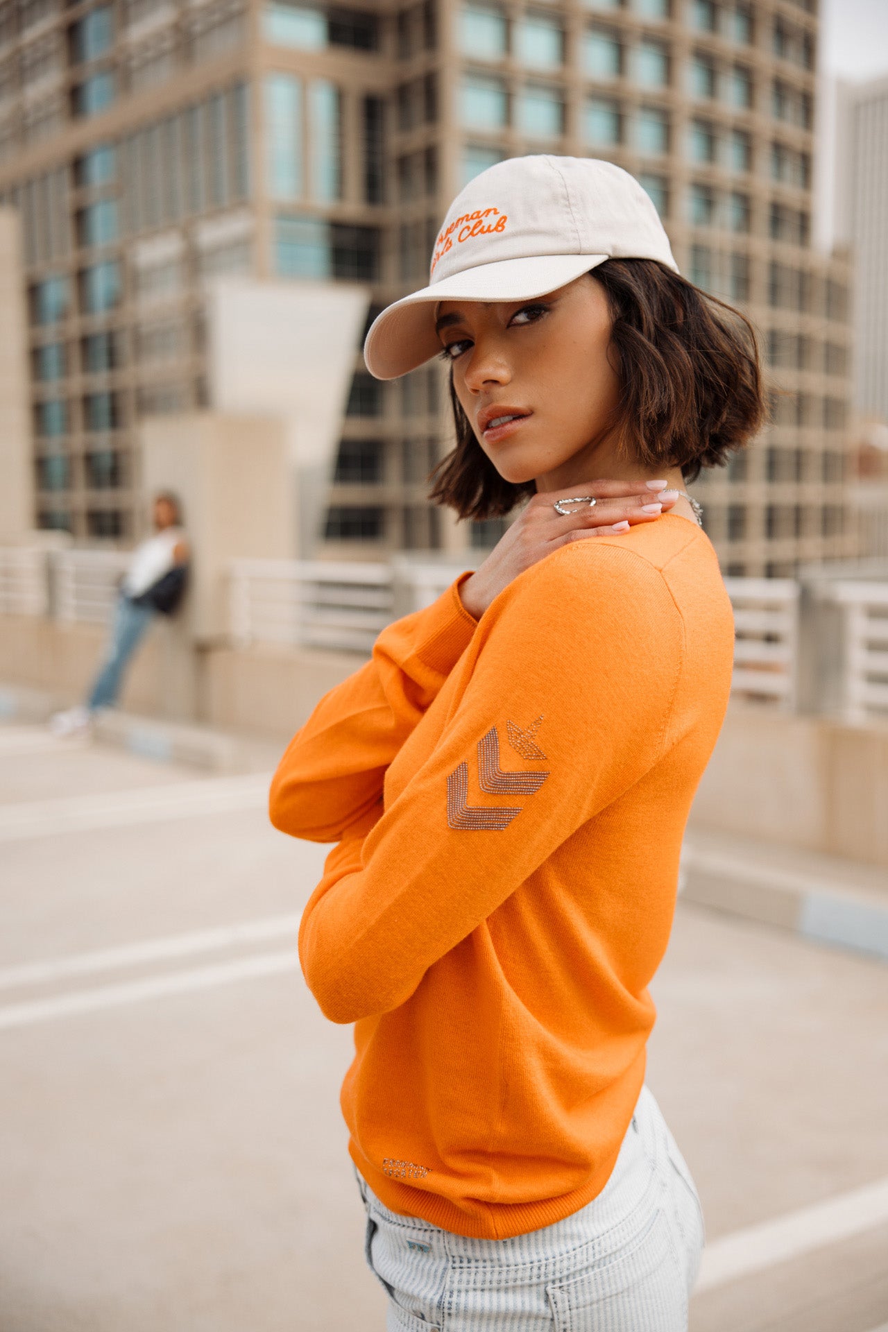 

Eng anliegender Pullover mit V-Ausschnitt Frau Preem sun orange | Freeman T. Porter