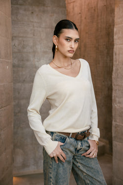 

Bestickter Schulterpullover Damen Preem light beige | Freeman T. Porter
