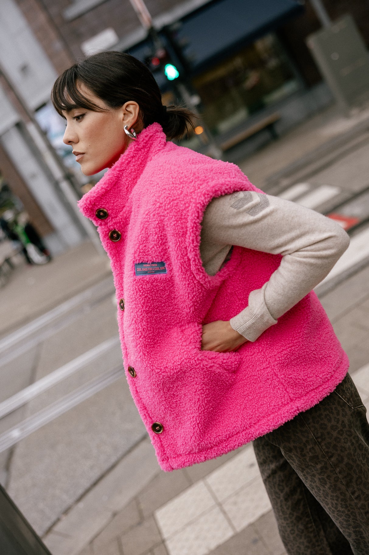 

Veste sherpa Femme Vatika Fur pink fluo | Freeman T. Porter