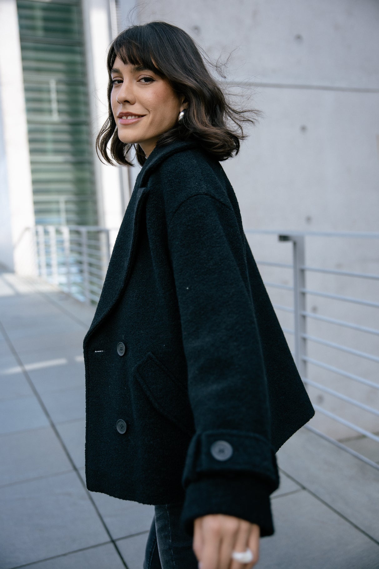 

Caban en laine bouillie Mujer Vicky Boiled black | Freeman T. Porter