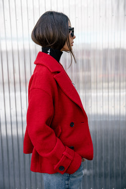 

Caban en laine bouillie Femme Vicky Boiled tango red | Freeman T. Porter
