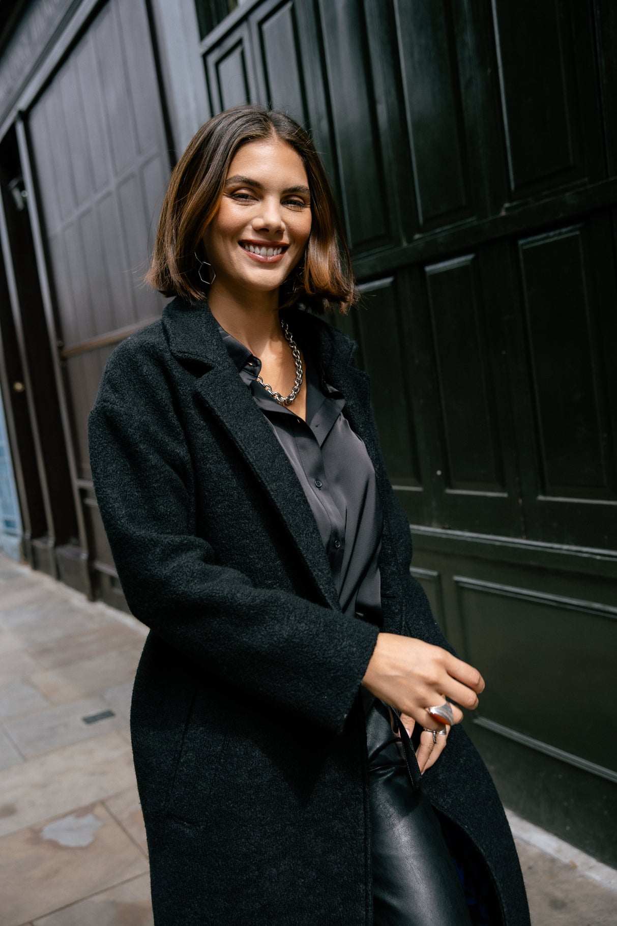 

Manteau long en laine bouillie Frau Millie Boiled black | Freeman T. Porter