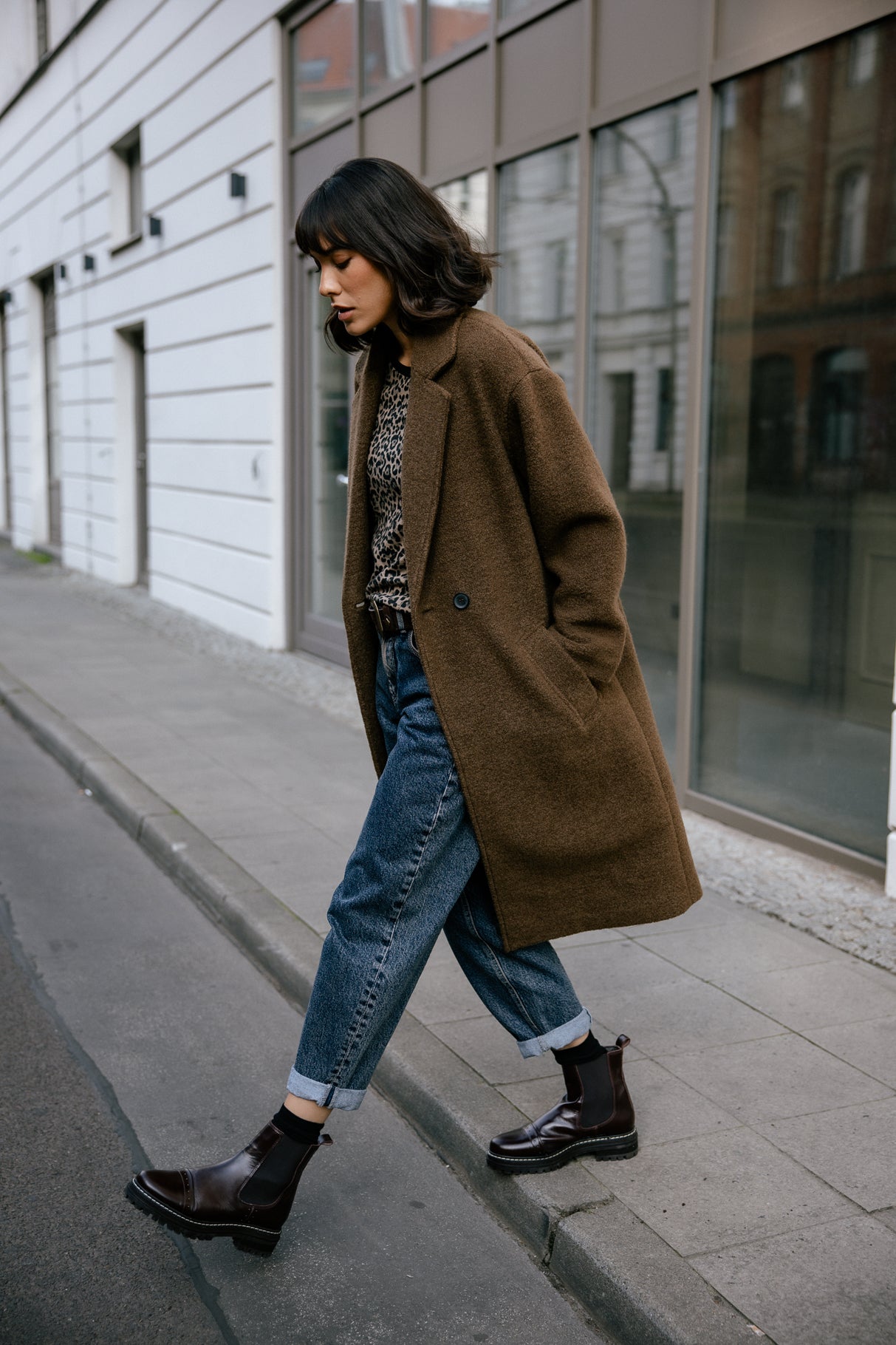 

Manteau long en laine bouillie Femme Millie Boiled cocoa | Freeman T. Porter
