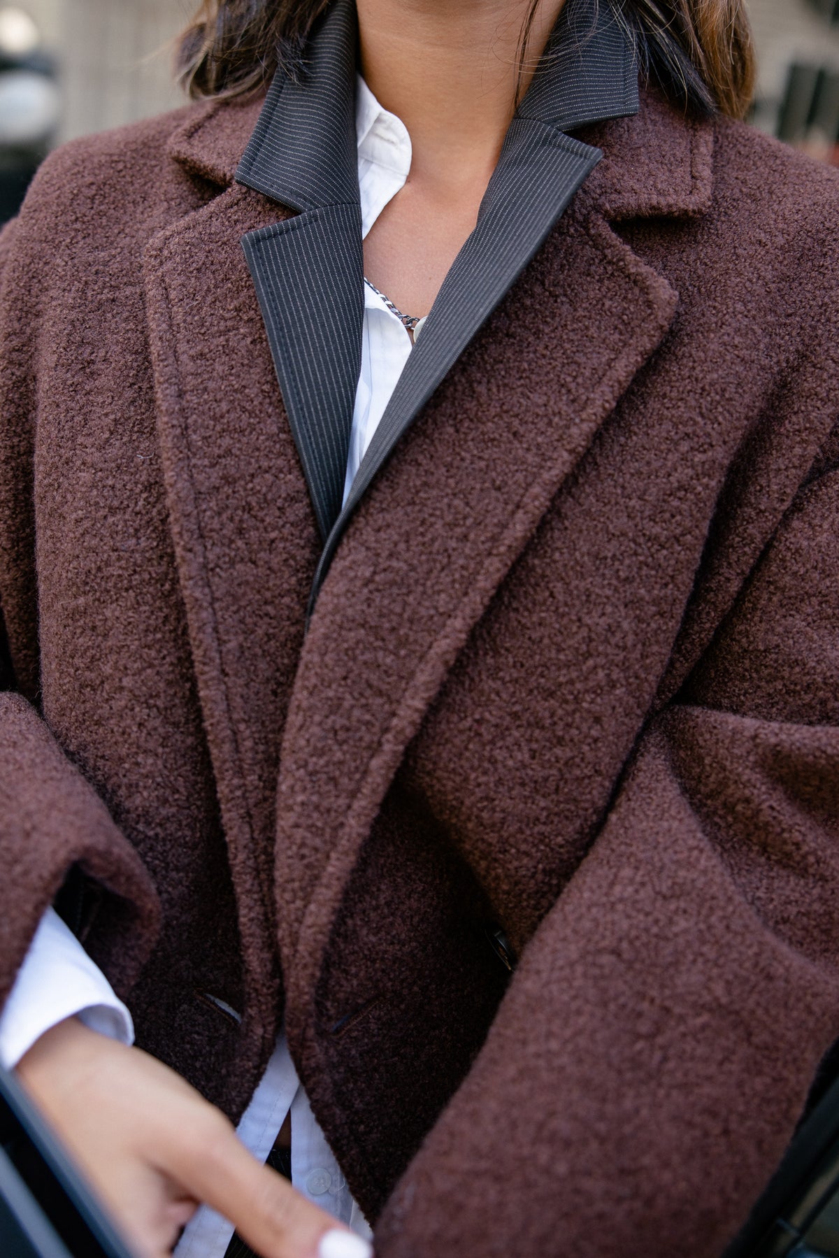 

Manteau long en laine bouillie Femme Millie Boiled shaved chocolate | Freeman T. Porter