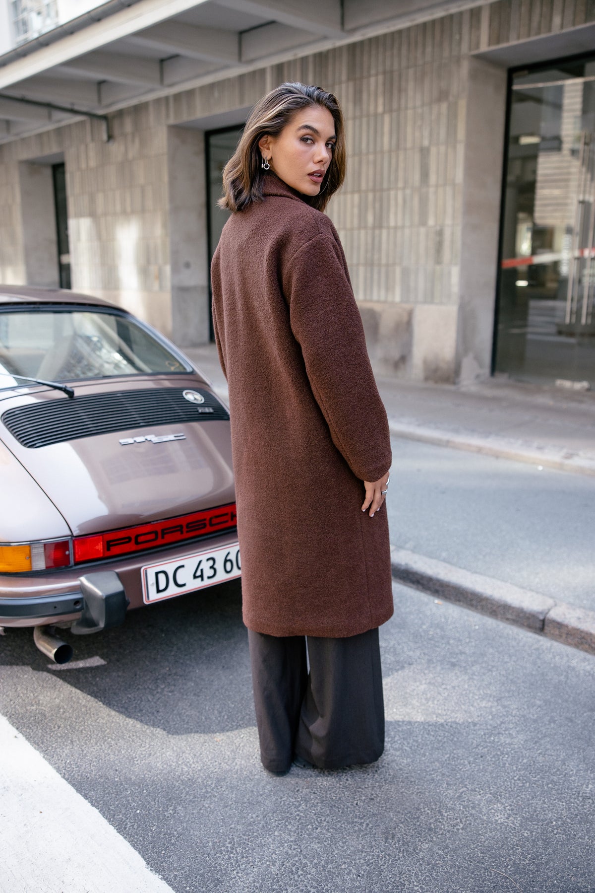 

Manteau long en laine bouillie Femme Millie Boiled shaved chocolate | Freeman T. Porter