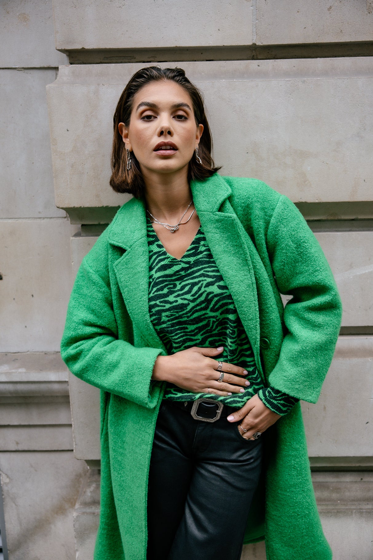 

Manteau long en laine bouillie Frau Millie Boiled jolly green | Freeman T. Porter