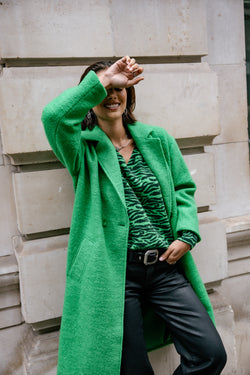

Langer Mantel aus gewalkter Wolle Damen Millie Boiled jolly green | Freeman T. Porter