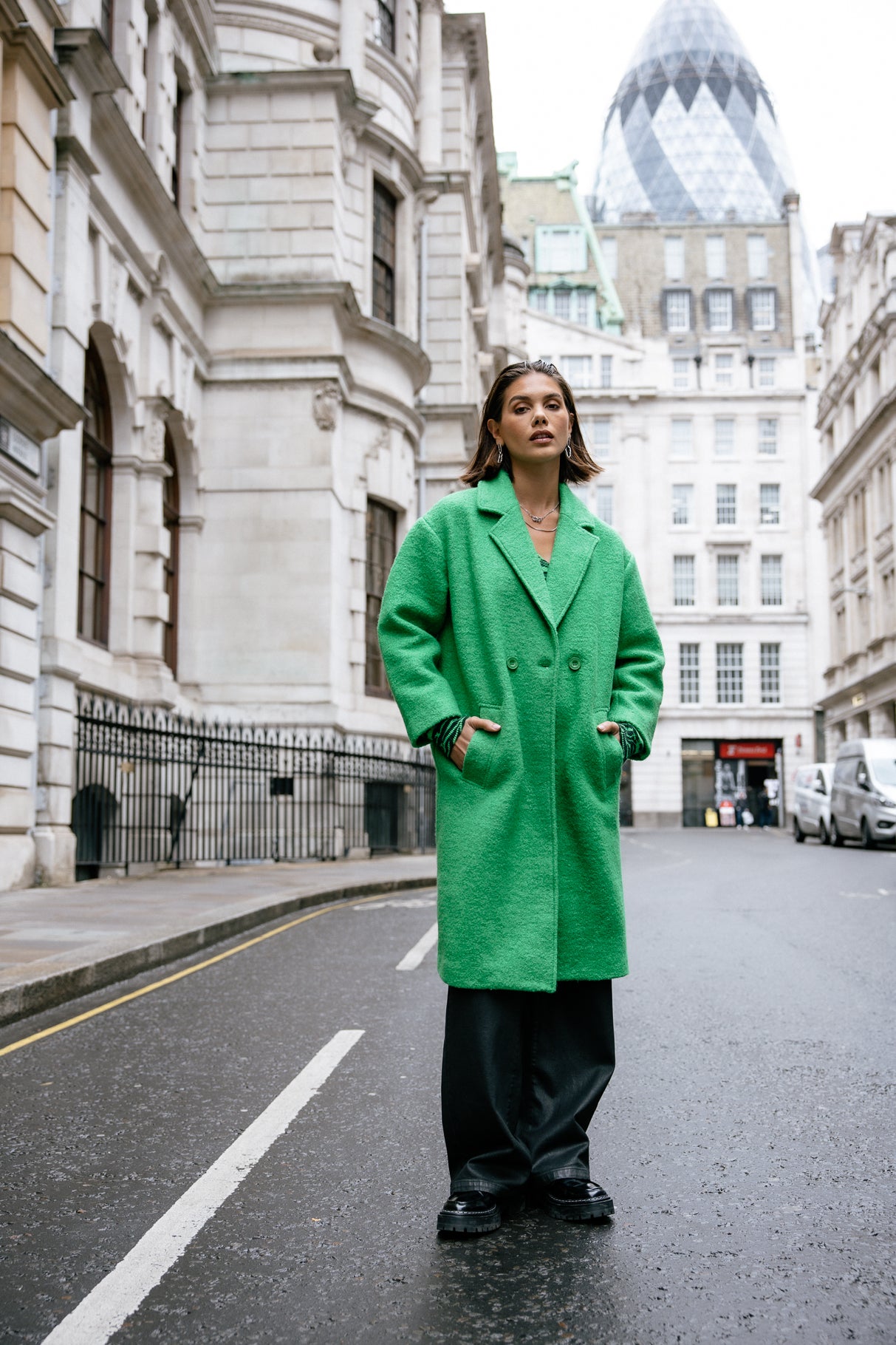 

Manteau long en laine bouillie Frau Millie Boiled jolly green | Freeman T. Porter