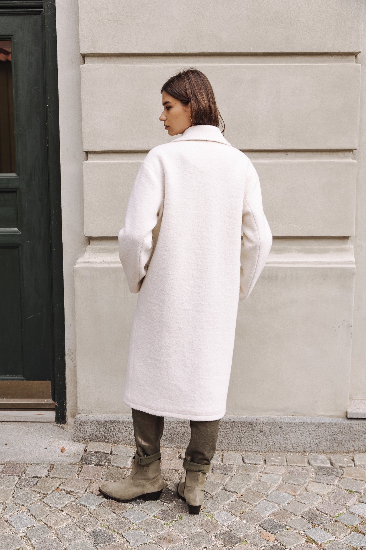 

Manteau long en laine bouillie Femme Millie Boiled egret | Freeman T. Porter