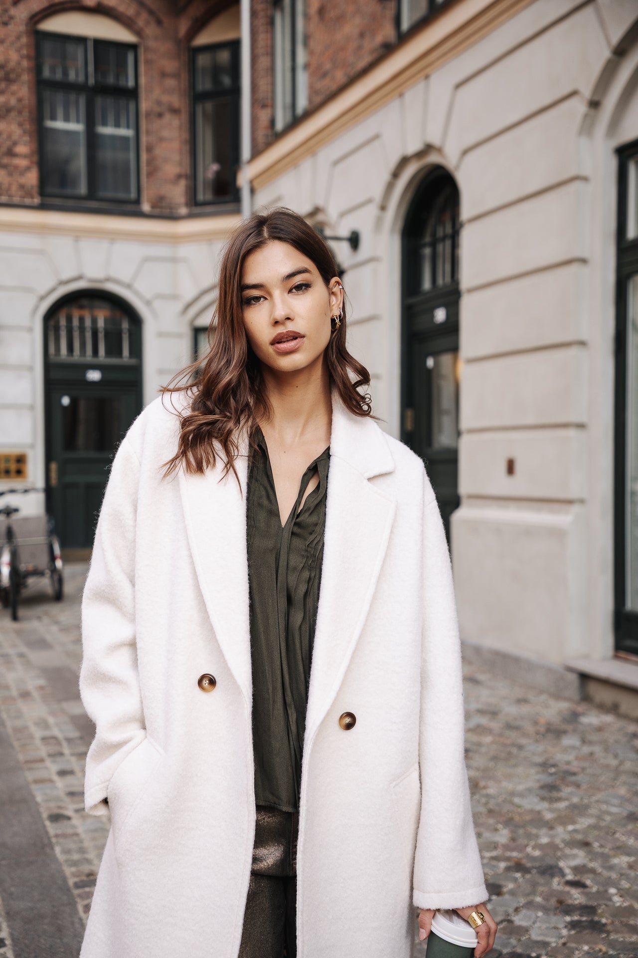 

Manteau long en laine bouillie Femme Millie Boiled egret | Freeman T. Porter