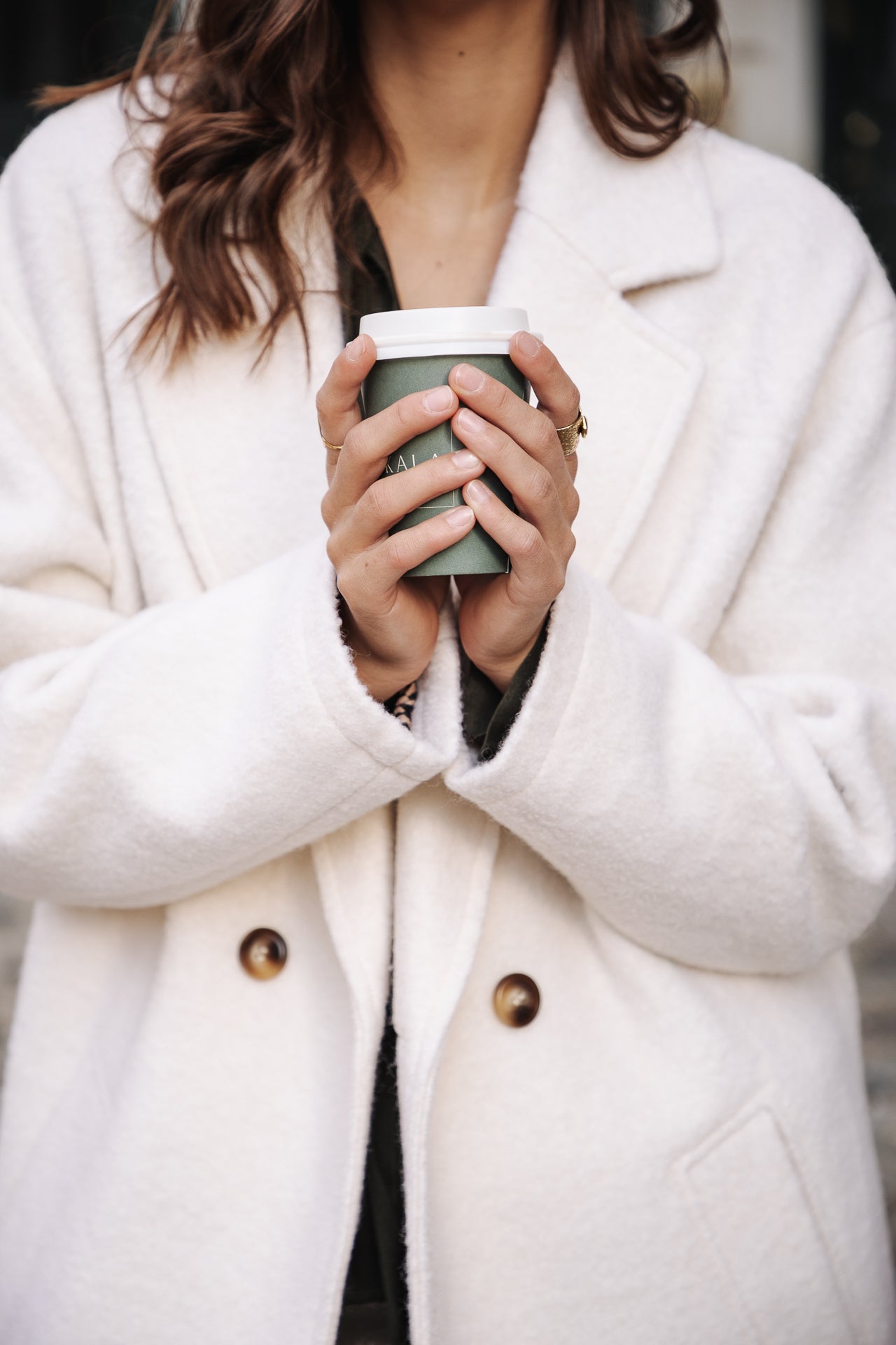 

Manteau long en laine bouillie Femme Millie Boiled egret | Freeman T. Porter
